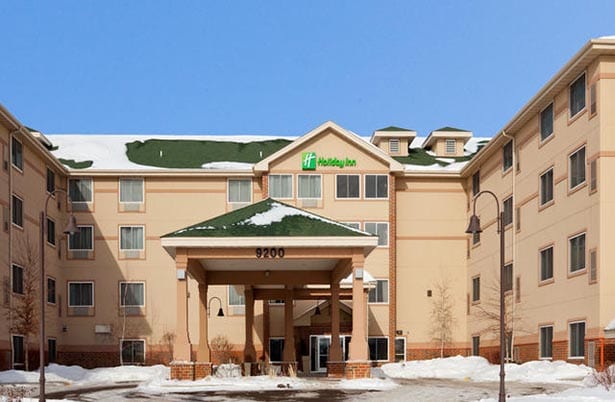 Holiday Inn exterior with snow