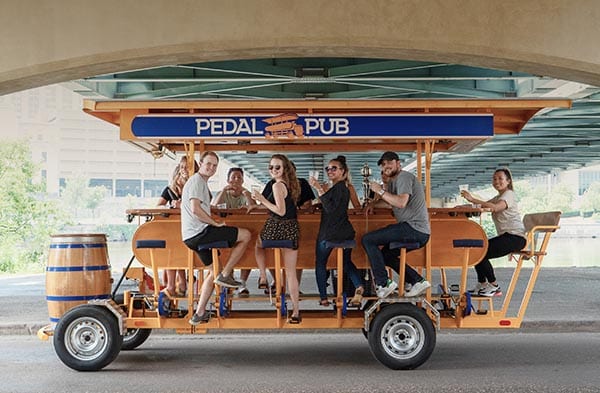 Group on a pedal pub.